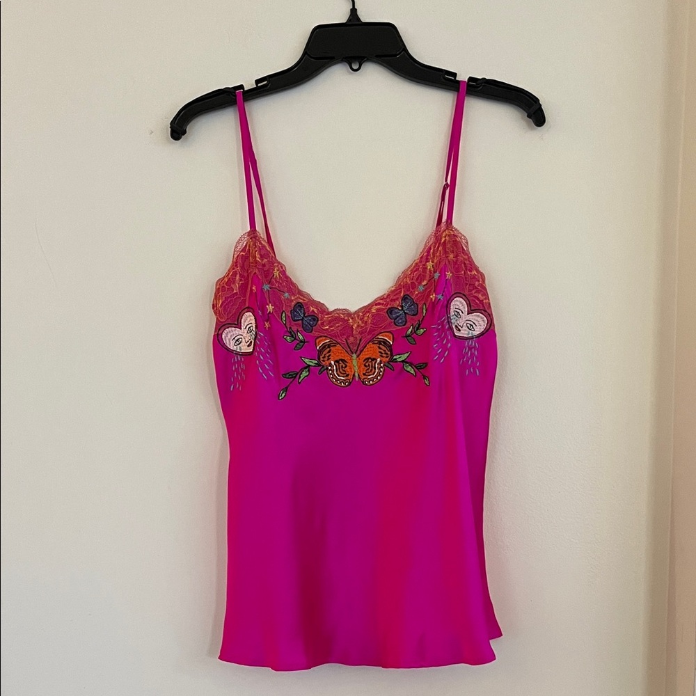 💖🦋 NWT Boheme LA Goddess Fuchsia Camisole – Lace & Embroidery | Size Medium 🦋💖